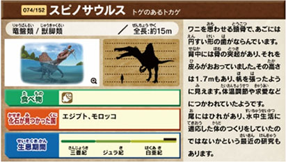 画面1：図鑑：スピノサウルス